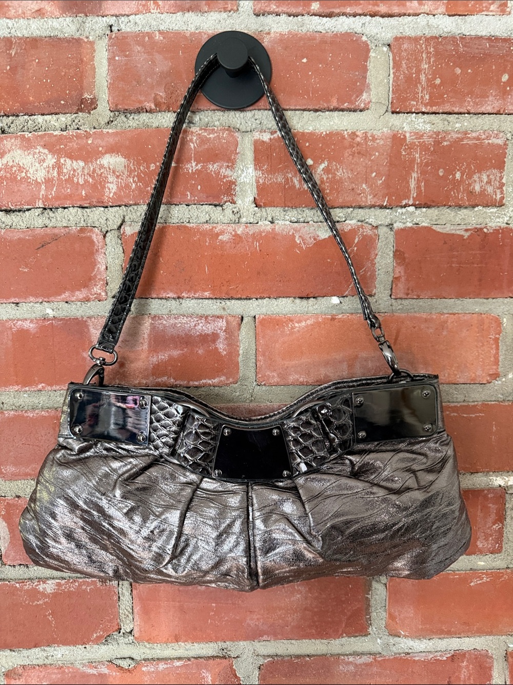 k Studio Metallic Pewter clutch Shoulder Bag